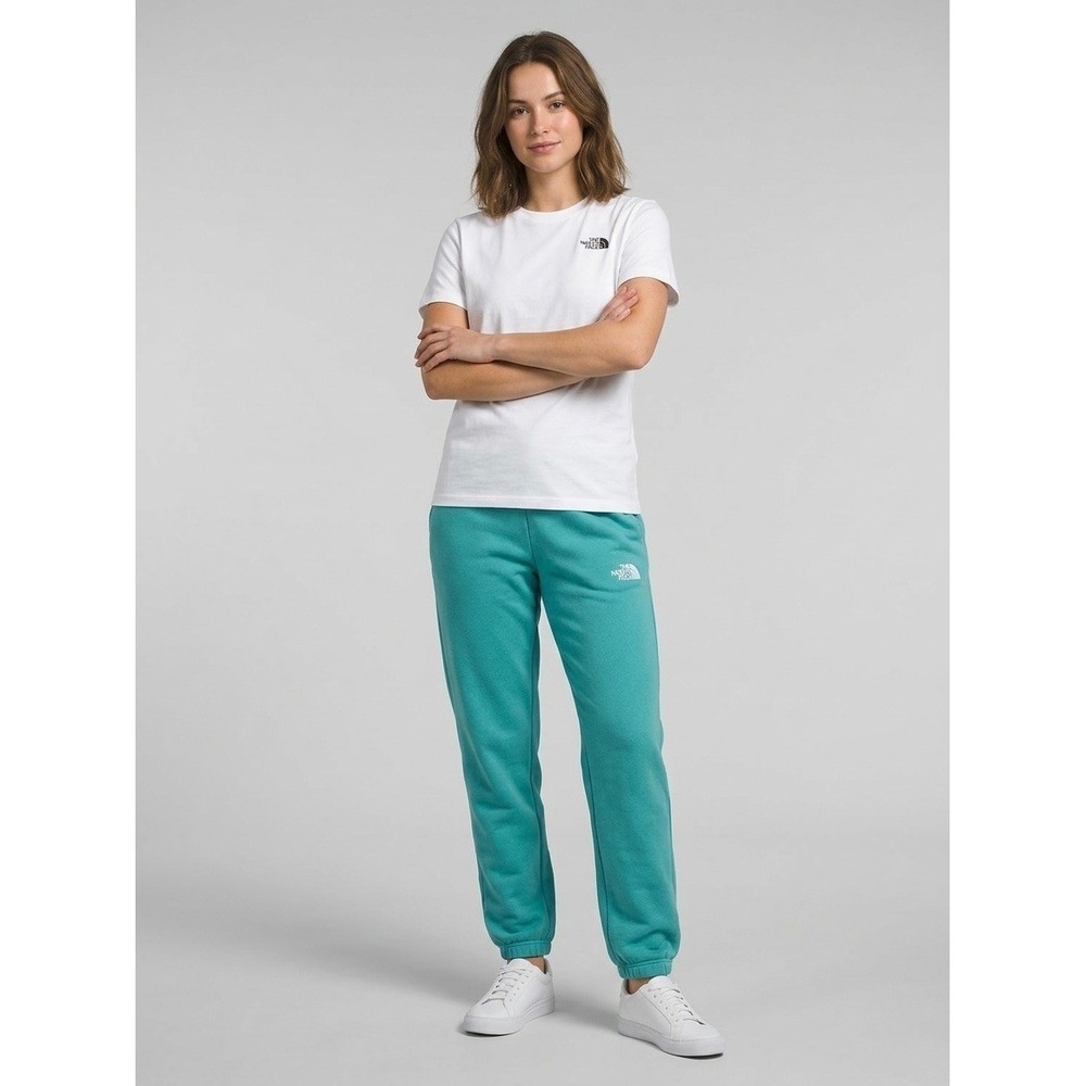 The North Face Womens Joggers Teal Green Fleece Sweatpants Logo Size Large